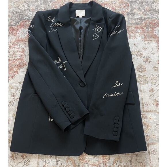 Cinq A Sept Cindie Embellished Black Blazer Jacket Womens Size 6 - Picture 4 of 11